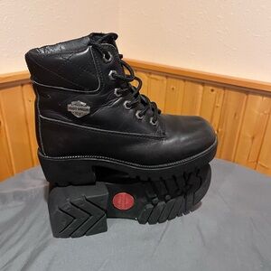 Genuine Harley Davidson leather chunky biker boots grunge